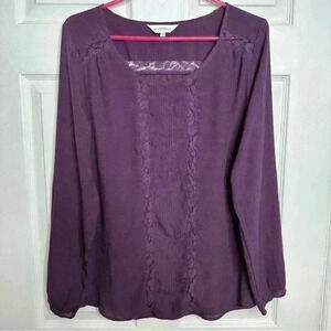 Northern  Reflections Blouse Lace Flowy Purple Size Large